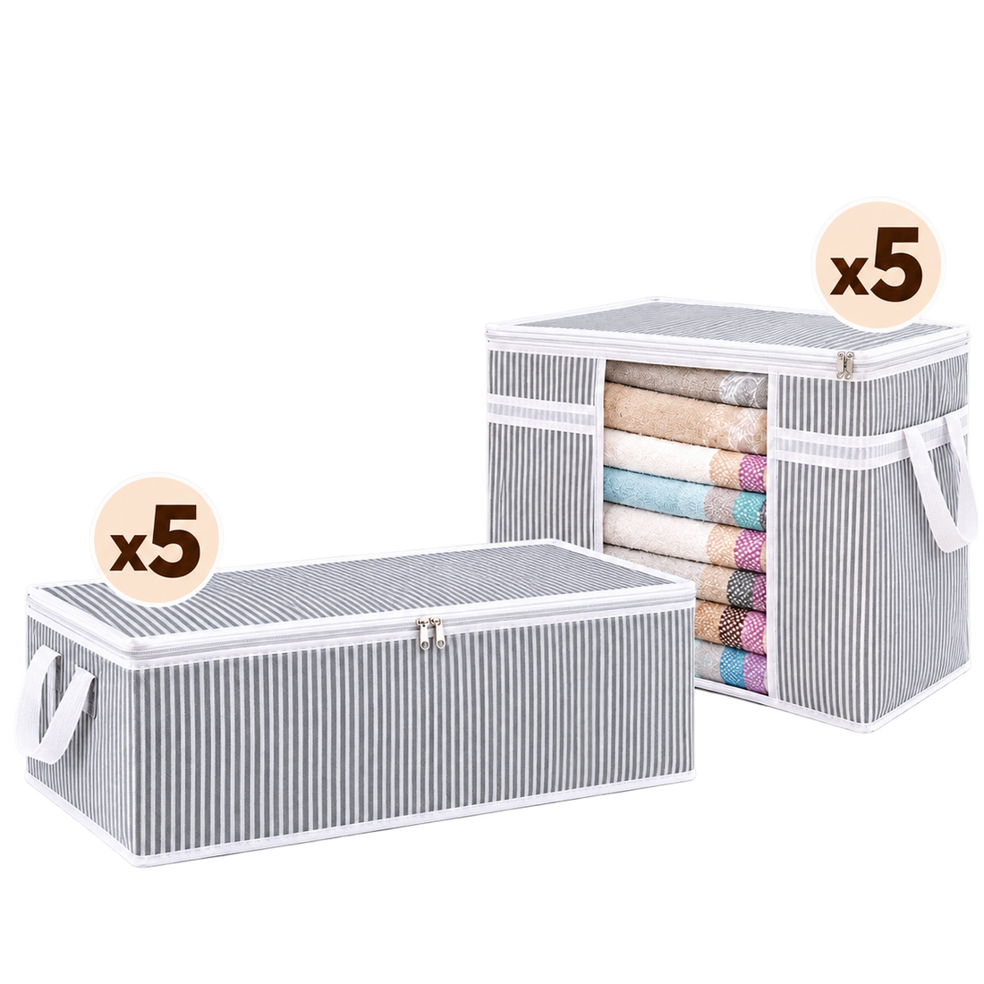 Pack 5 + 5 sacs de rangement décoratifs, petits et moyens formats