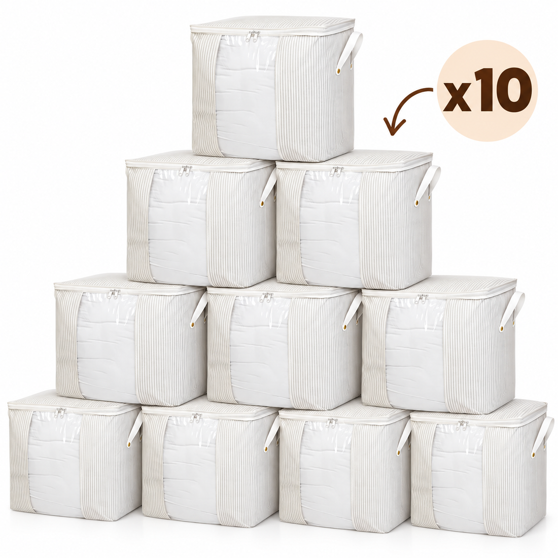 Lot de 10 sacs de rangement décoratifs, 90 L