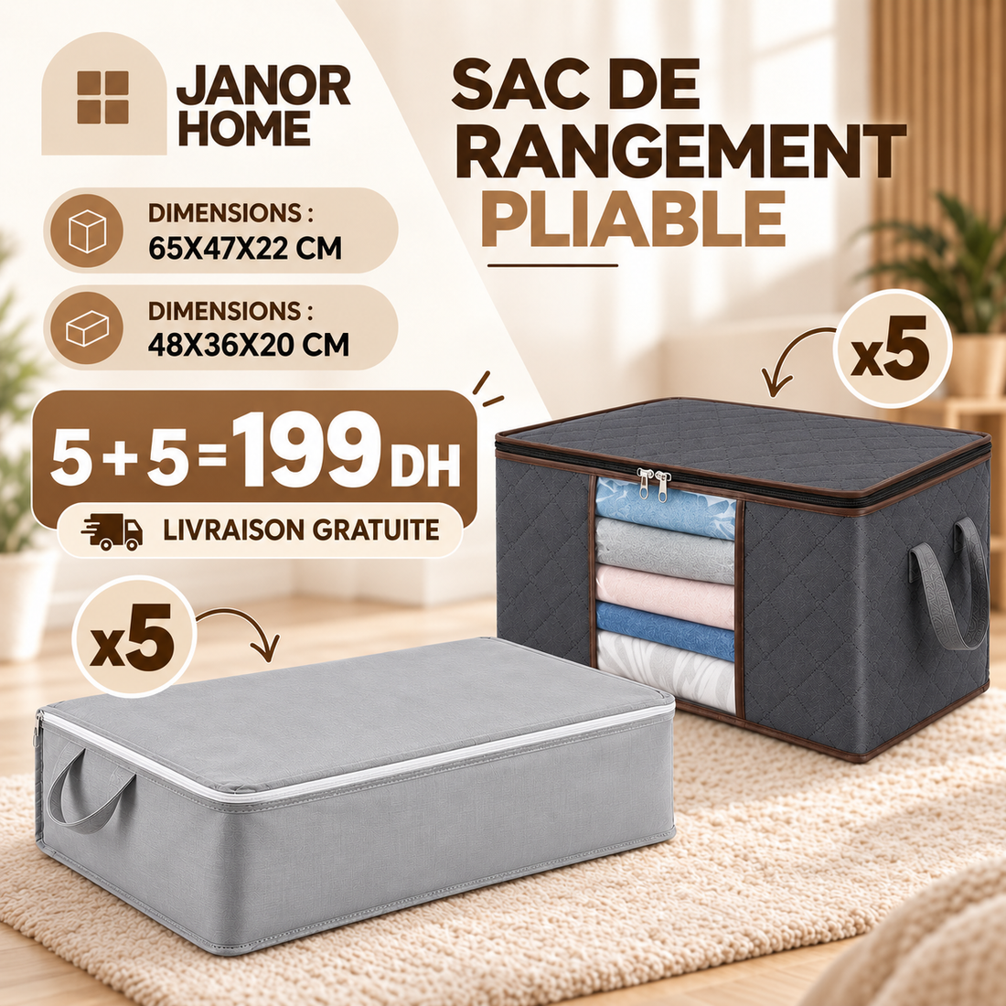 Pack de 10 sacs de rangement : format moyen