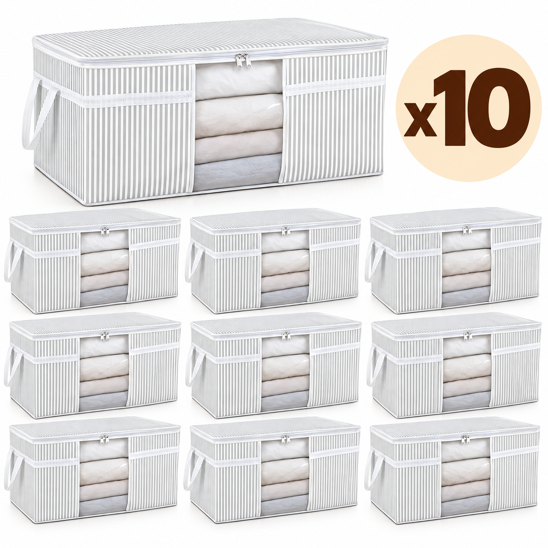 Lot de 10 sacs de rangement décoratifs, grand format 60 L
