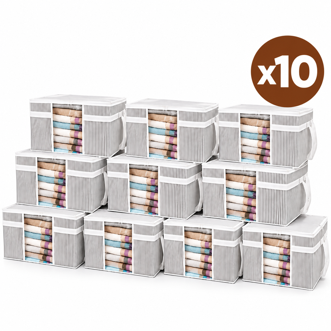 Lot de 10 sacs de rangement décoratifs pour vêtements, 45 L